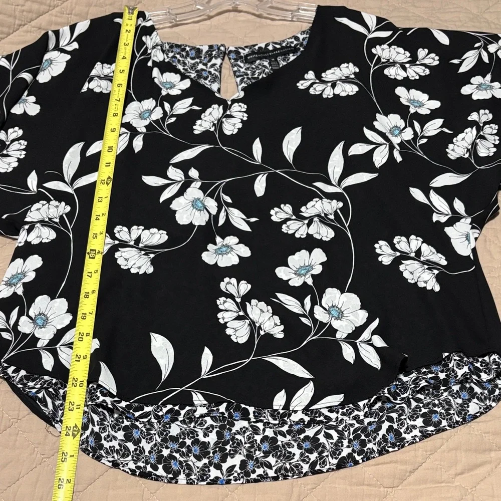 WHBM Kimono Style Top. Black w/Floral Print. Sz M. Excellent condition! - Picture 7 of 7